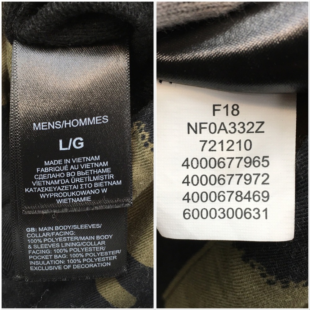 The North Face Mens Reversible Camo Quilted Shirt Jacket Green Black Large - Picture 7 of 9